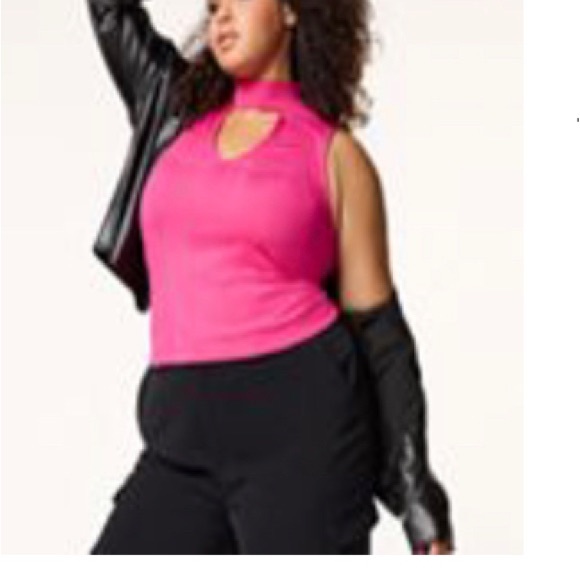 Intempo Cut Out Mock Neck Tank. Dark Pink. Size 1X. NWT - Picture 4 of 4